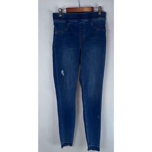 SPANX Jeans Distressed Ankle Skinny Denim Legging 20203R Raw Hem Size Medium